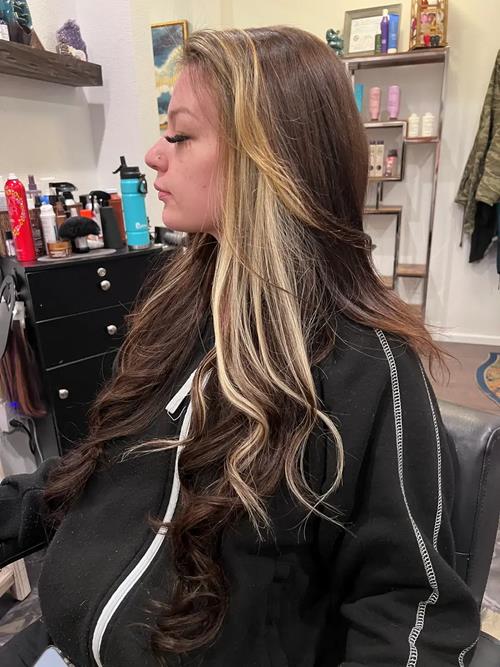 Denver hair extensions, Denver Colorado. She didn’t want the blonde to go all the way down to the bo(..)